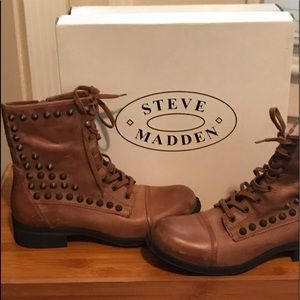 Steve madden leather studded boots size 10